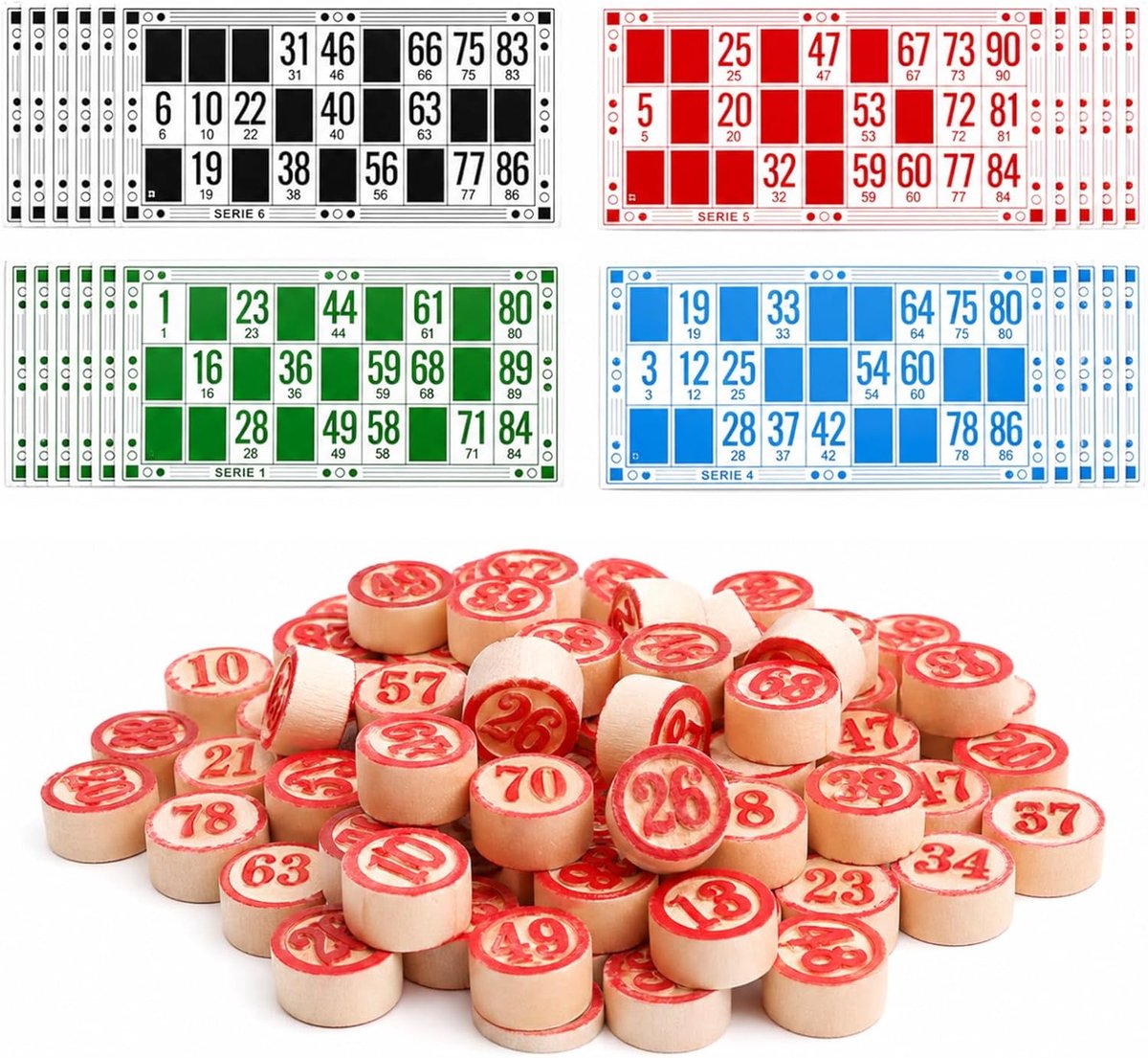 Bingo-spel, traditionele loterij Bingo bordspel voor volwassenen, met