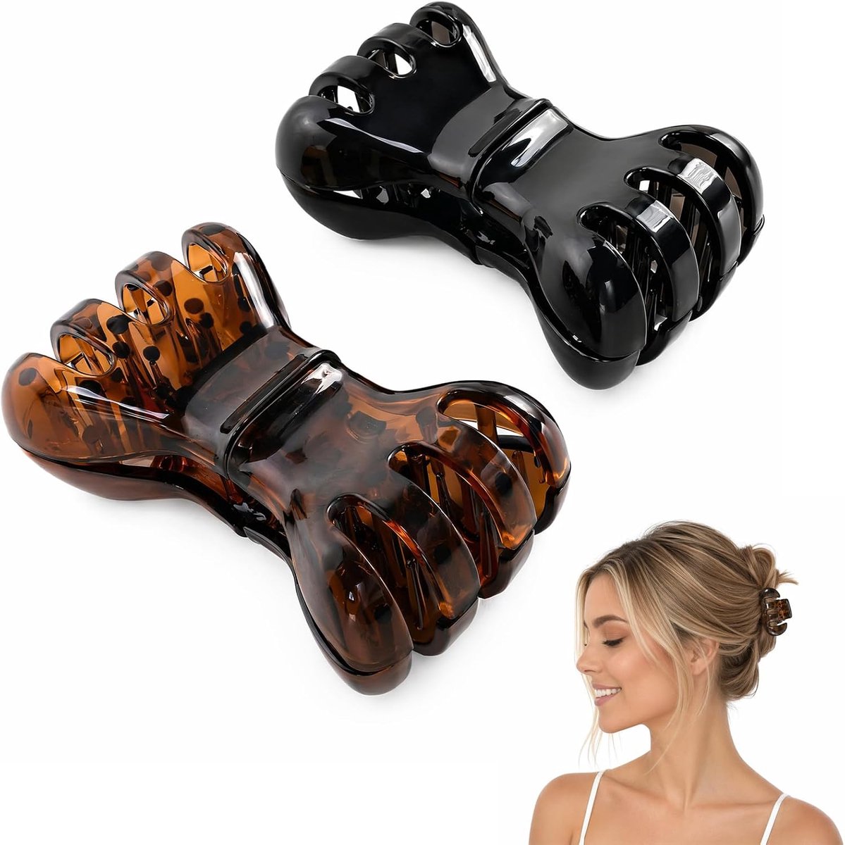 haarspeldset, 2 stuks antislip haarspelden voor dames en meisjes, middelgrote klauwclip voor dun en dik haar, sterke grip, haarstyling-accessoires voor dagelijks gebruik en feest