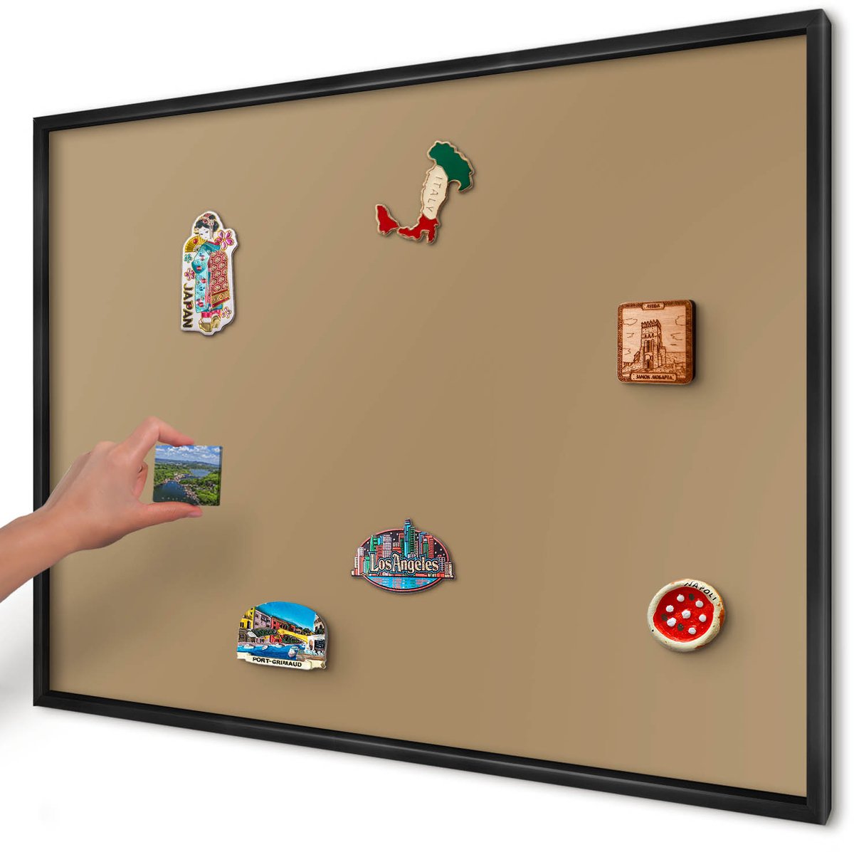Artprintcave Bruin Magneetbord mit Zwart Frame - 100x70 cm - Bruine Kleur Magneet Bord mit Frame - Minimalist Magnetisch Bord Voor Magneten - Achtergronden En Patronen