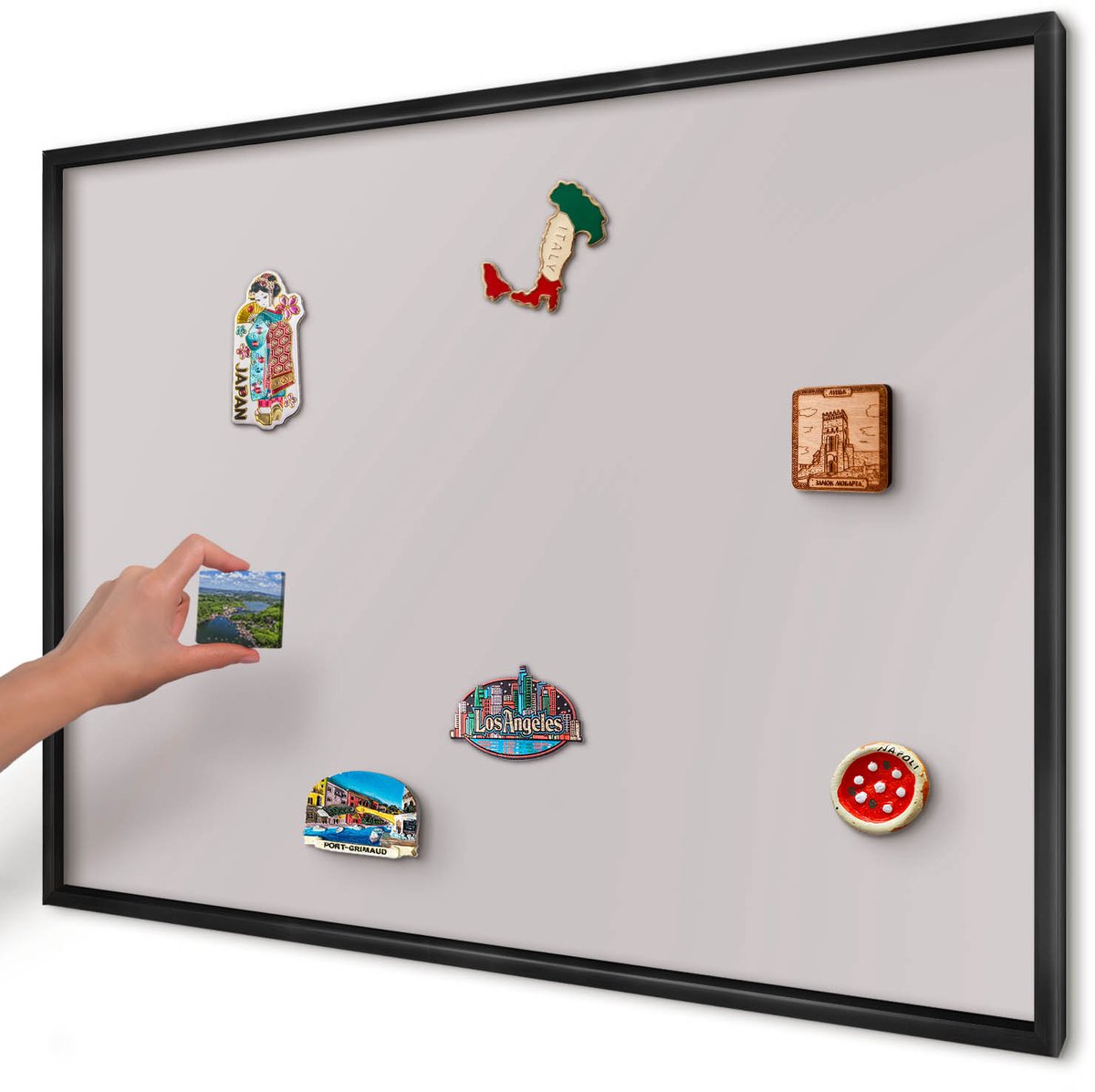 Artprintcave Roze Magneetbord mit Zwart Frame - 100x70 cm - Asgrijs Magnetisch Bord Voor Magneten - Minimalist Magneetbord Voor Keuken - Achtergronden En Patronen