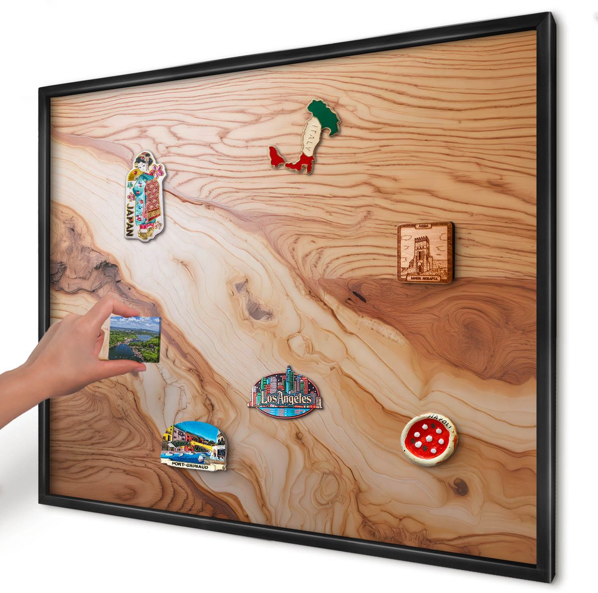 Artprintcave Bruin Magneetbord mit Zwart Frame - 80x60 cm - Houtstructuur Magnetisch Bord Voor Magneten - Rustiek Magneet Bord mit Frame - Texturen