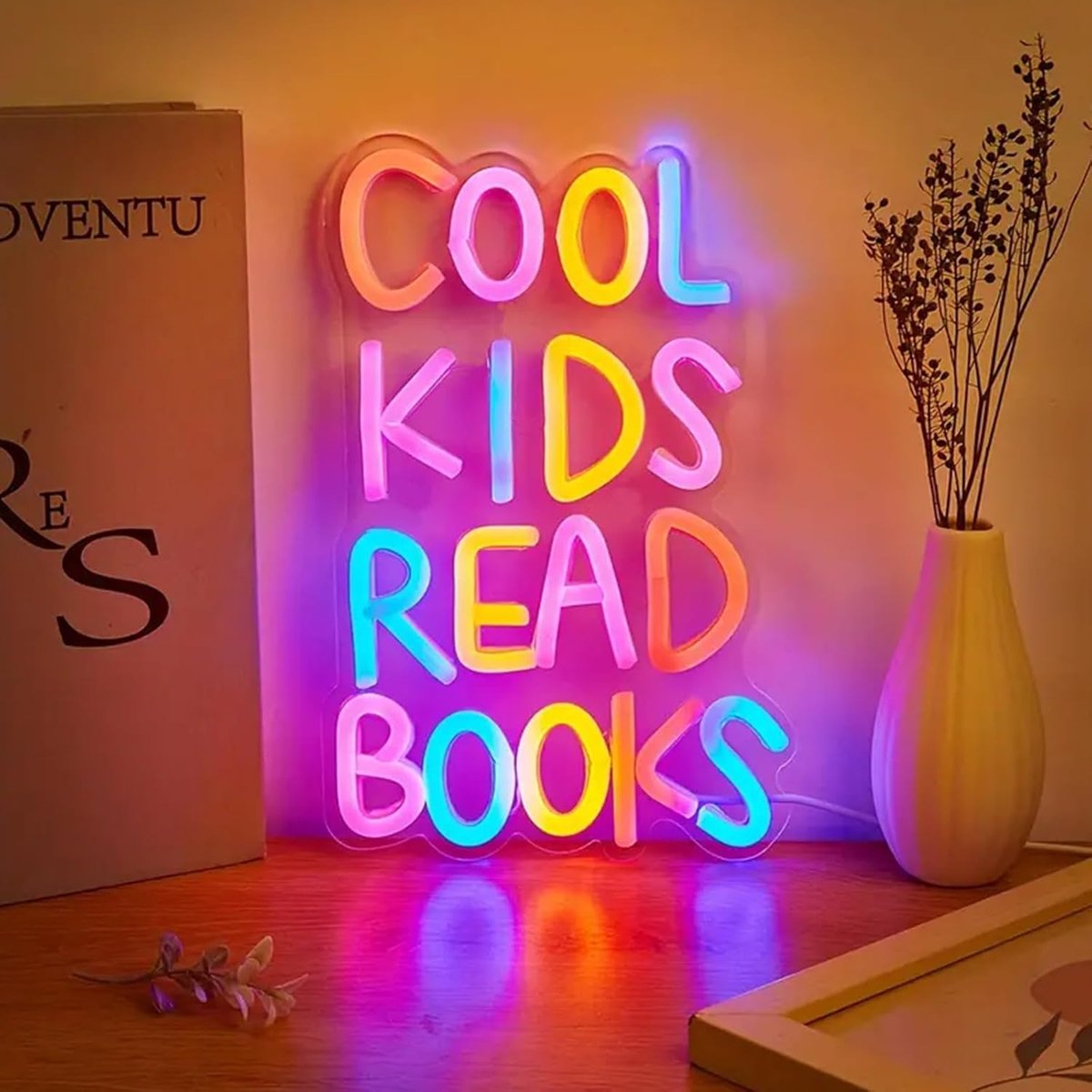 bord Cool Kids leesboeken dimbaar led-wandbord wanddecoratie voor bibliotheek slaapkamer slaapkamer leeshoek klaslokaal om op te hangen
