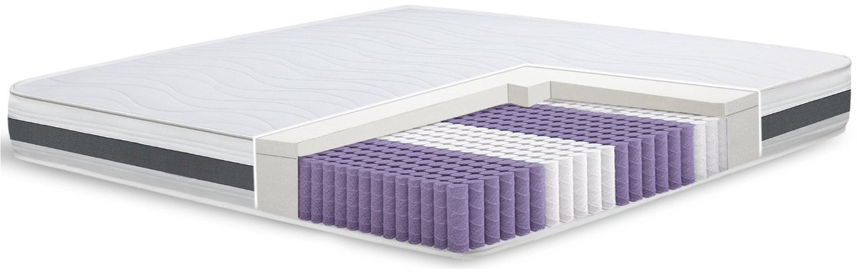 White Stone The White Stone Matras Pocketvering en Memory 80x190 20 cm | Medium-hard, zelfvormend, orthopedisch | Hypoallergene en ademende hoes Bianco, Grigio