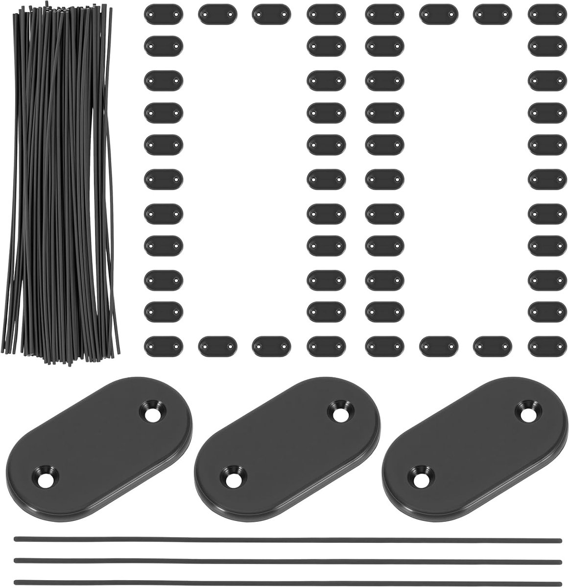 100-delige set inkijkbescherming bevestigingsset - weerbestendige bevestigingsset inclusief kabelbinders en bevestigingsplaten draad kabelbinders voor tuin, gazon, hek, balkon