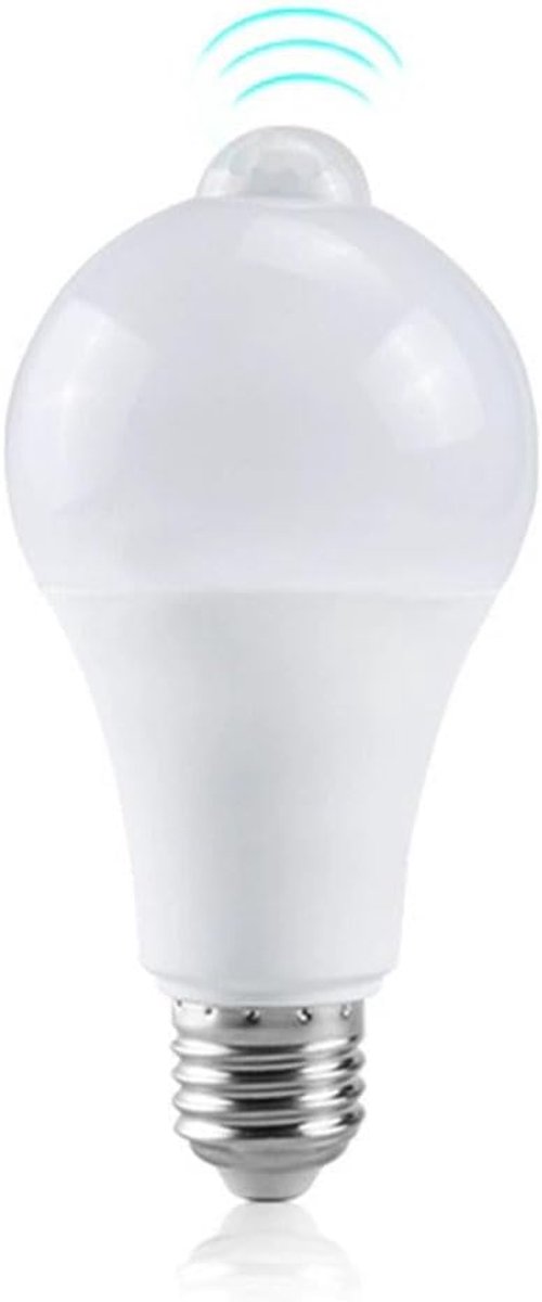 E27 LED-lamp met bewegingssensor, PIR, intelligente lamp van 12 W, 15 W, 18 W, 220 V, van schemering tot zonsopgang, nachtlampje voor trappen, veranda en garage (E27 12 W, warmwit)
