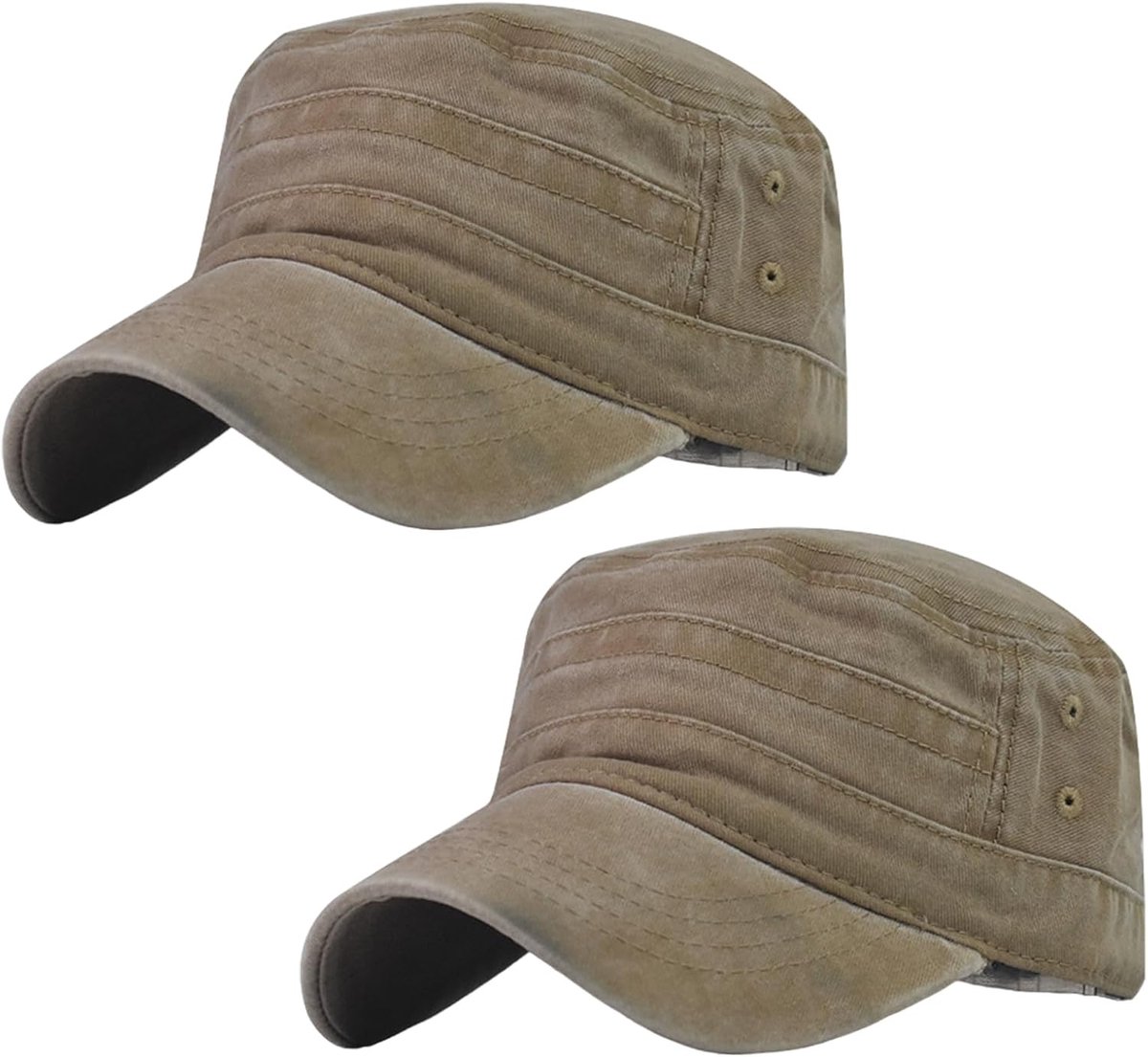 2 stuks gewassen katoen militaire caps, vintage platte top cap, cadet leger caps, militaire stijl legerhoed, verstelbare leger vlak, honkbalpet