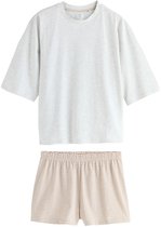 Next - Dames - Katoenen pyjama met short - Crème