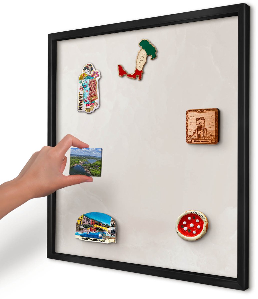 Artprintcave Beige Magneetbord mit Zwart Frame - 50x50 cm - Romige Textuur Magnetisch Bord - Minimalist Magneetbord Voor Foto's - Texturen