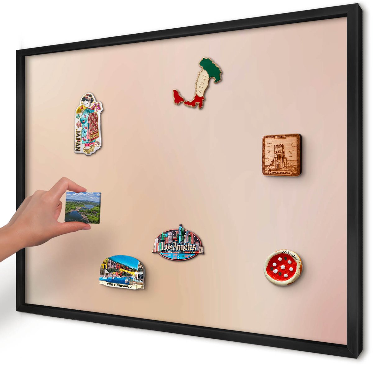 Artprintcave Beige Magneetbord mit Zwart Frame - 70x50 cm - Zachtbeige Magnetisch Bord - Minimalist Magnetisch Bord Voor Magneten - Texturen