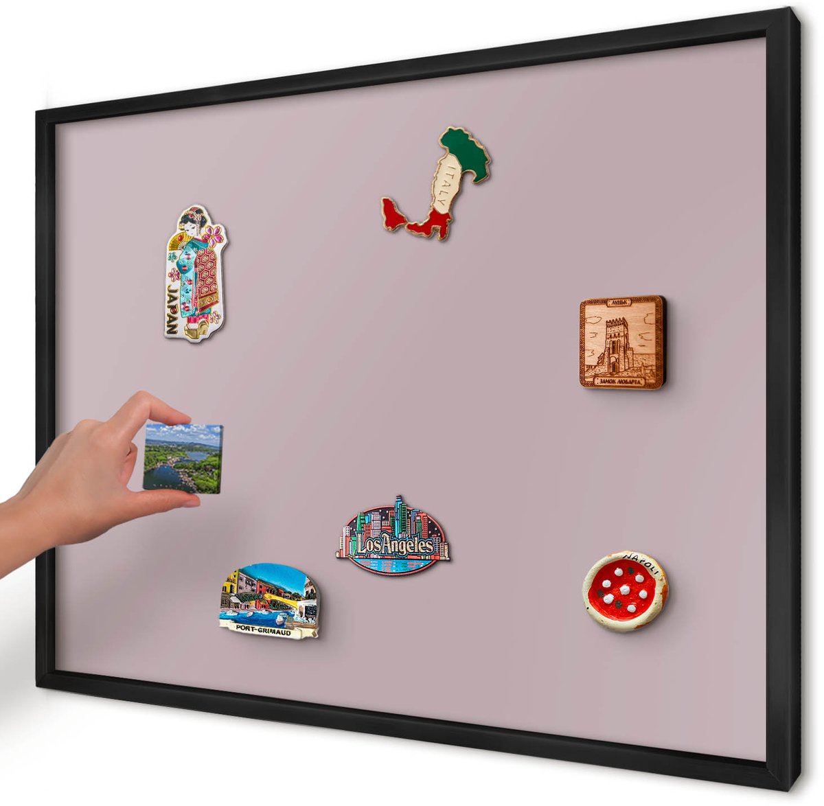 Artprintcave Roze Magneetbord mit Zwart Frame - 70x50 cm - Pastel Lila Magnetische Organizer - Minimalist Wandbord Magnetisch - Achtergronden En Patronen