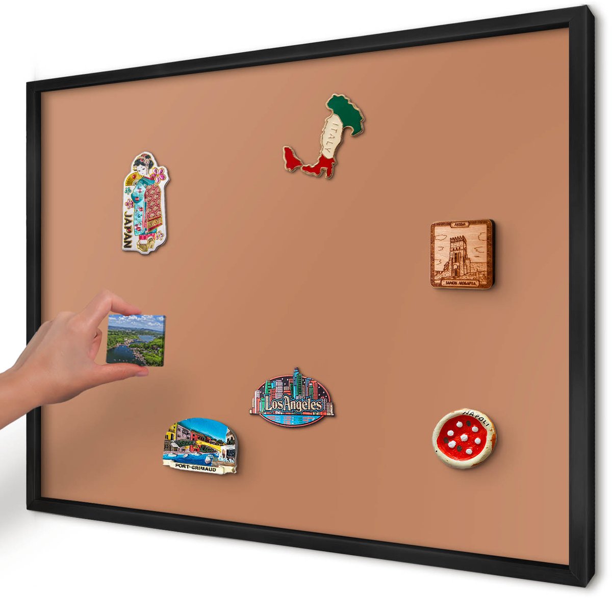 Artprintcave Oranje Magneetbord mit Zwart Frame - 70x50 cm - Doffe Oranje Bord Voor Magneten - Minimalist Magneetbord Voor Foto's - Achtergronden En Patronen