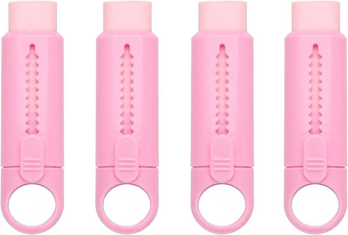 Uitschuifbare Gummen - Potloodgummen Set - Fouten Corrigeren - Zonder Krassen - 95x27mm - Roze
