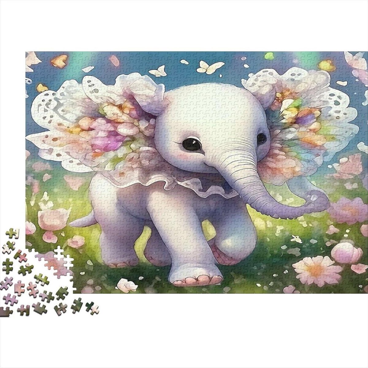 Olifant Puzzel - Legpuzzel Volwassenen - Ontspanning Thuis - 1000 Stukjes - 38x26 cm - Multicolor