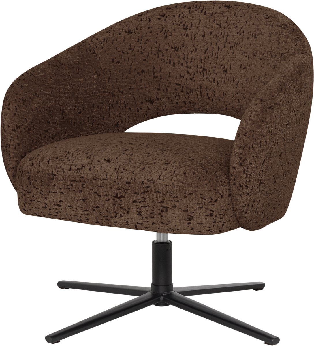WOOOD Pico Draaifauteuil - Wollig Structuur - Bruin - 74x71x69