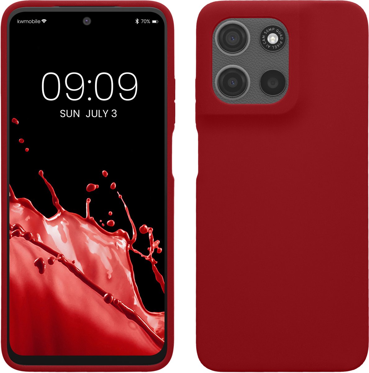 kwmobile telefoonhoesje geschikt voor Motorola Moto G15 / G15 Power/ G17 / G17 Power - Hoesje met siliconen coating - Smartphone case in rabarber rood
