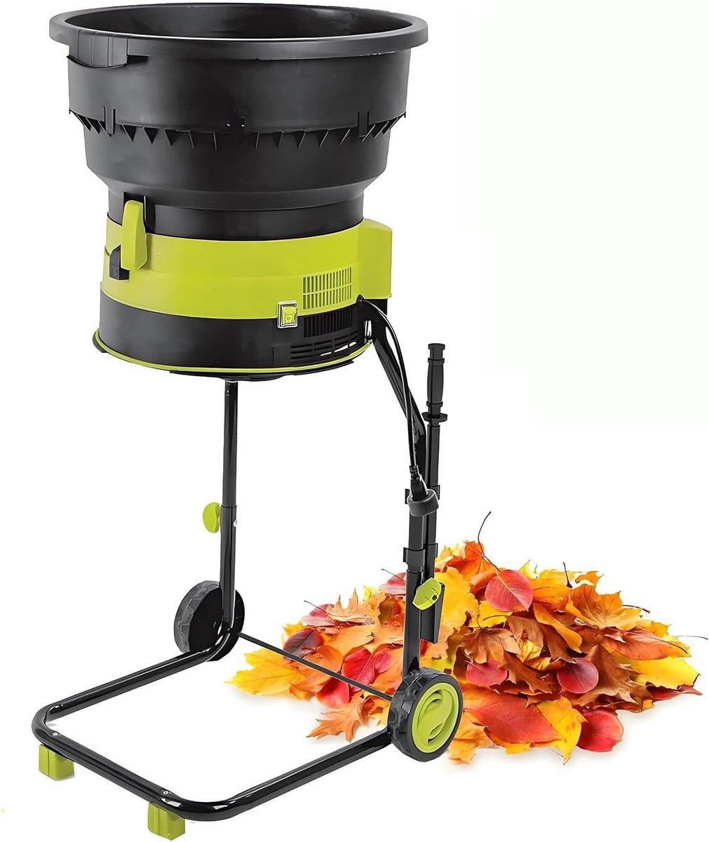 Elektrische Bladversnipperaar - Tuinversnipperaar Hakselaar - Tuinafval Verwerken - 17:1 Mulchreductie - 54 cm Trechter - Zwart