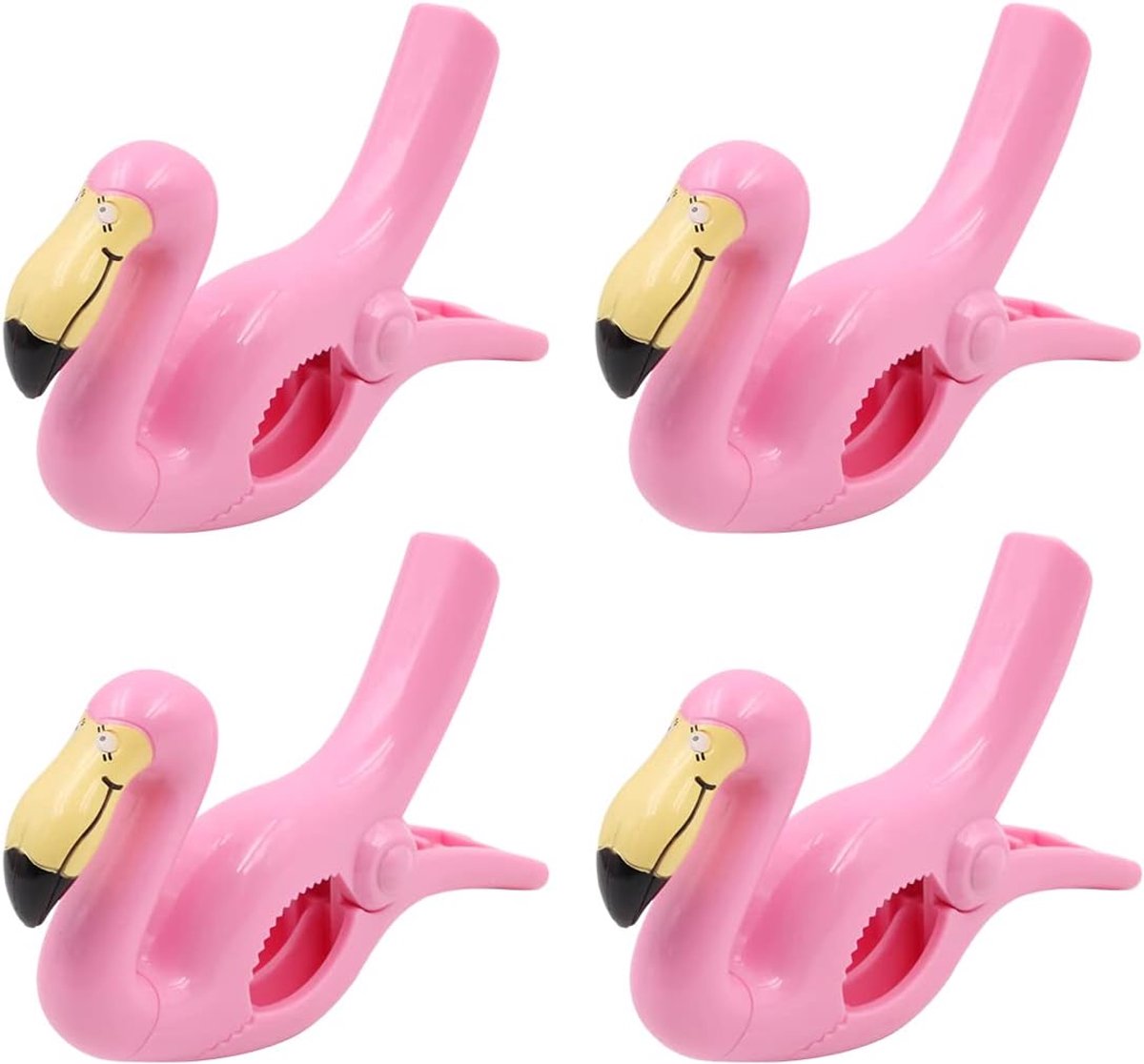 SnelShoppen - 4 Stuks Strandhanddoek Klemmen voor Ligstoelen - Nieuwe Handdoek Klemmen voor Vakantie Stoelen - Flamingo Stijl voor Strand, Zwembad en