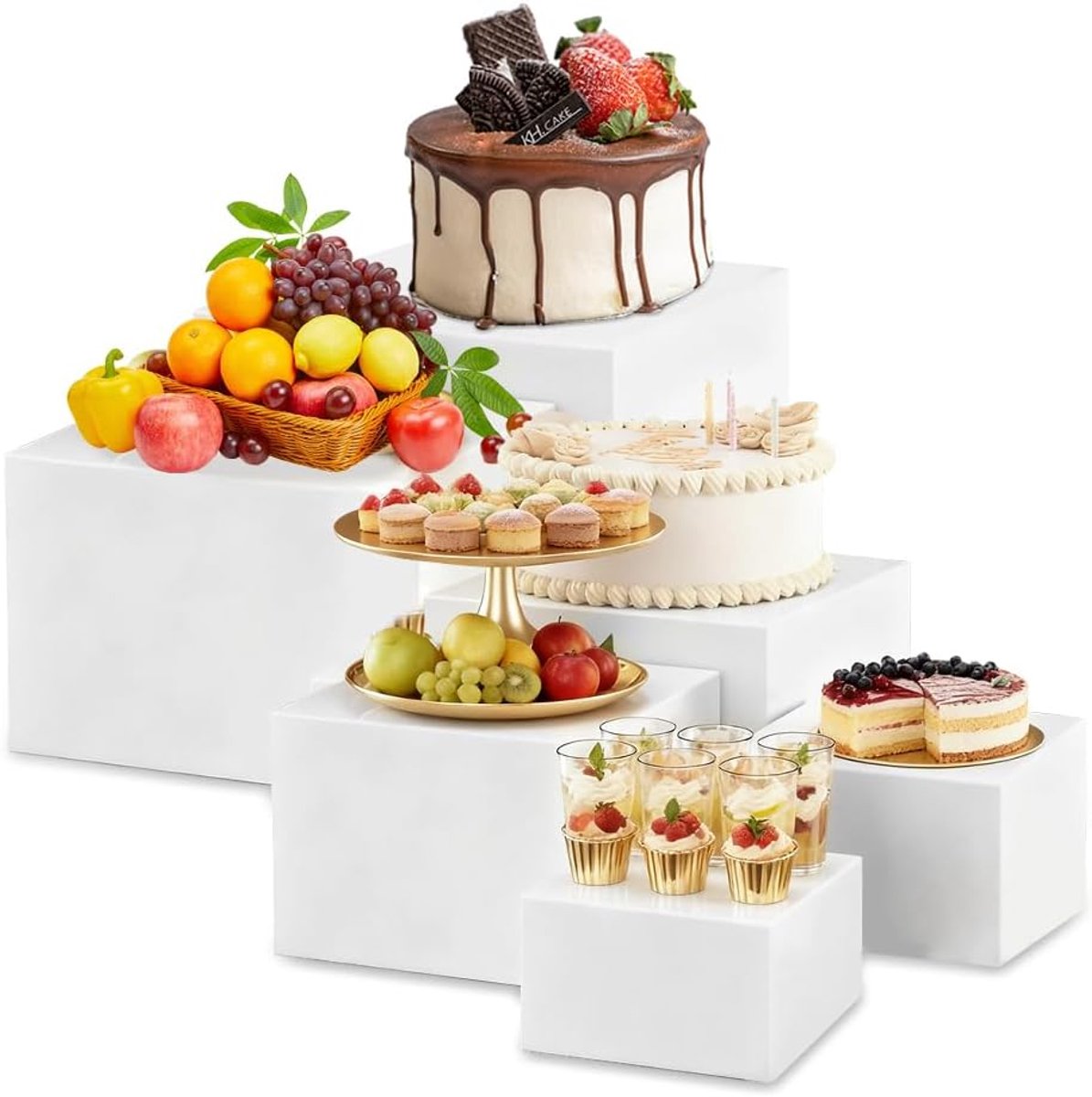 SnelShoppen - Buffetaccessoires Taartstandaard - 6 Stuks Cupcake Stand Taartstandaard Cateringaccessoires Buffet voor Bruiloften, Verjaardagen, Feeste