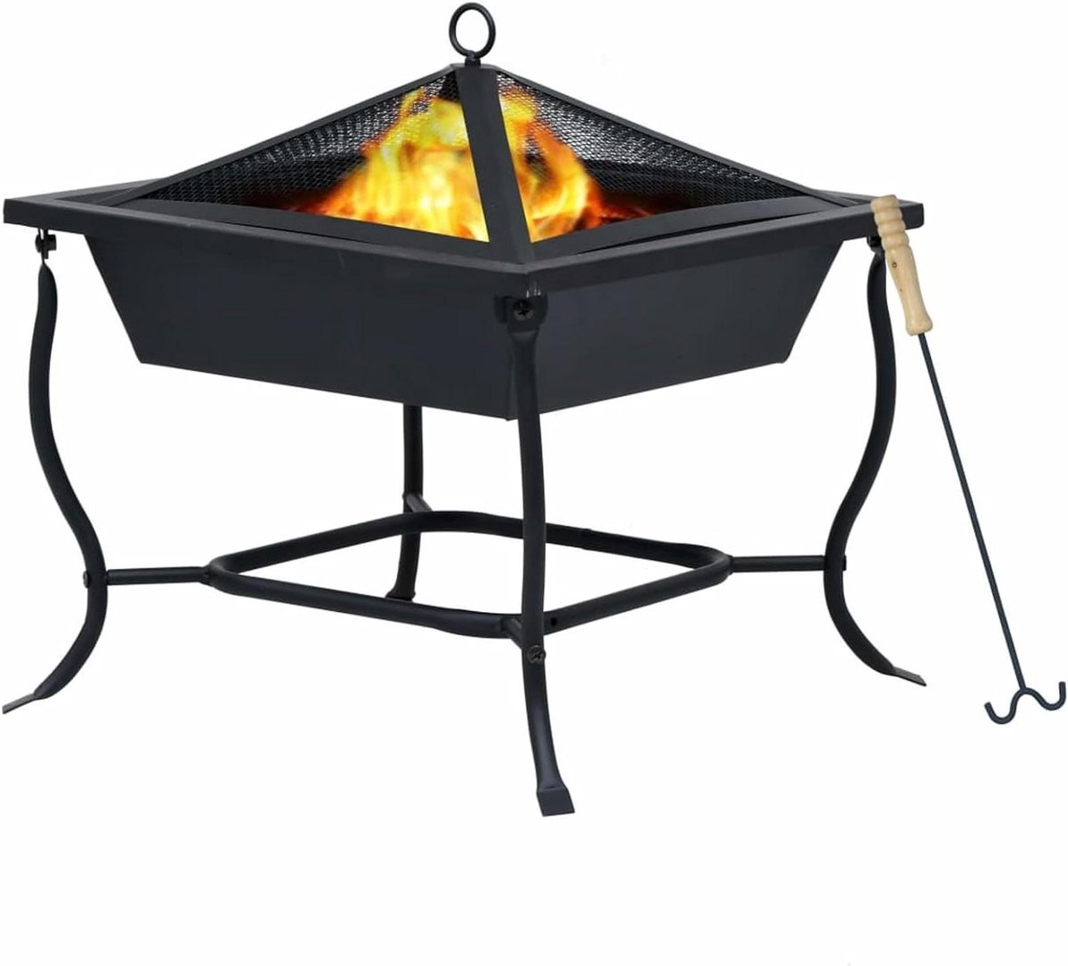 Vuurkorf - Buitenhaard Vuurplaats - Tuinverwarming Sfeer - Roestbestendig Staal - 42 x 42 x 45 cm - Zwart