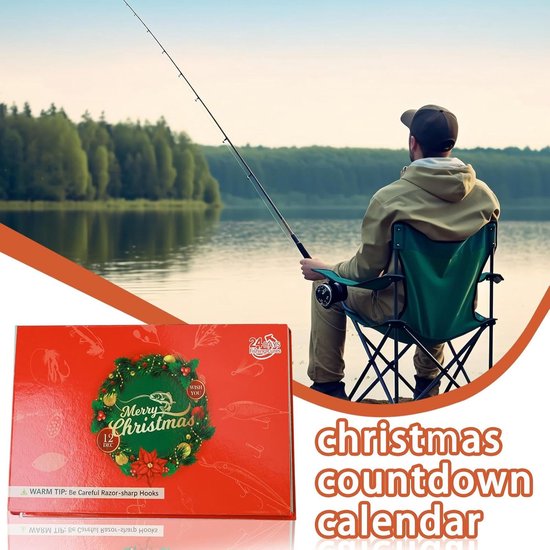 Kerst Vissen Kalender - Aftelkalender Visser - Vangst Verbeteren - 24 Delige Set - 35 x 23 x 4 cm — afbeelding 2