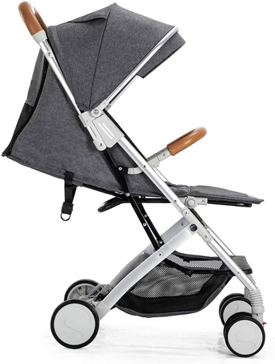 Baby Kinderwagen - Compacte Buggy - Reizen met Kinderen - Met één hand inklapbaar - Tot 25 kg - Grijs