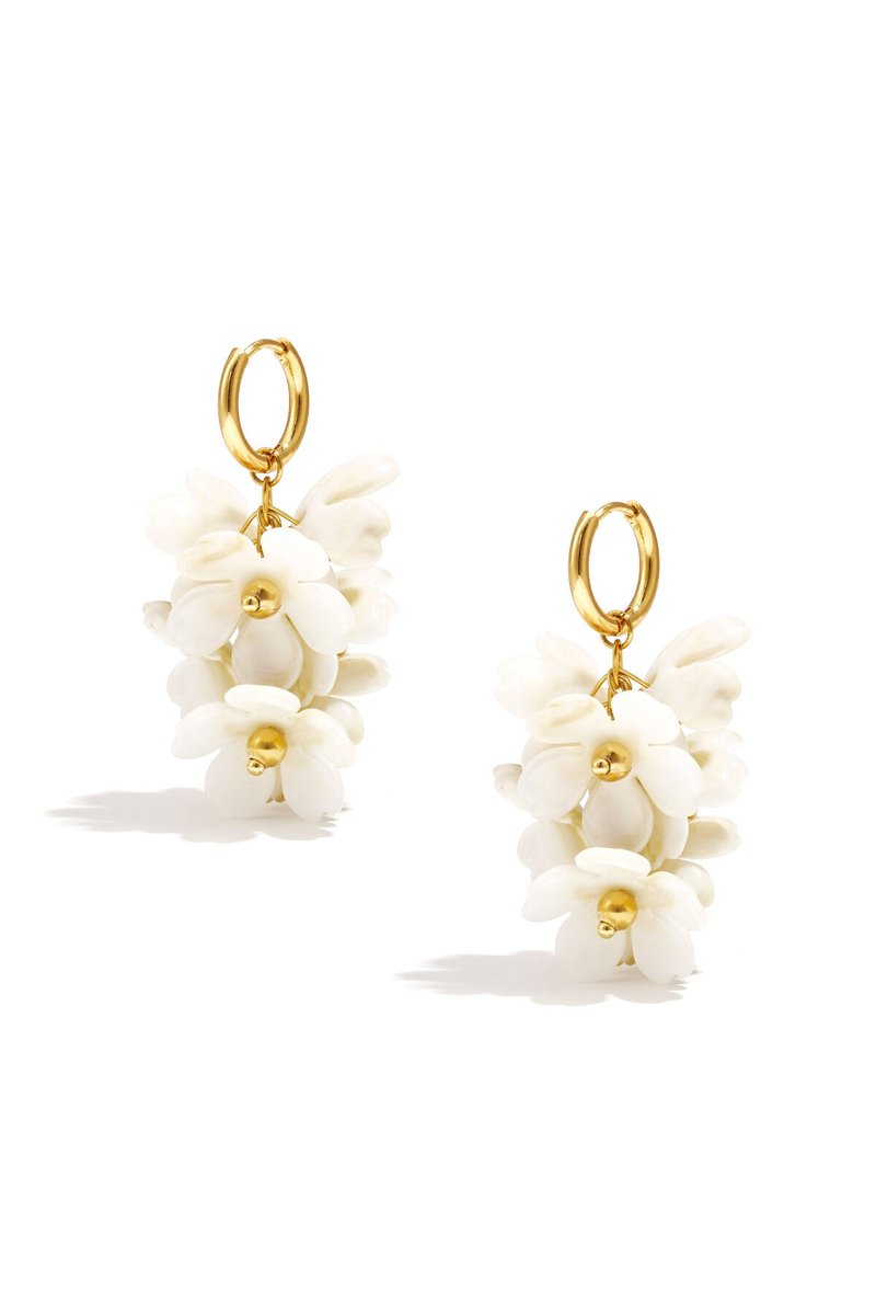 Charming flower drop earrings for spring/summer - Gebroken wit