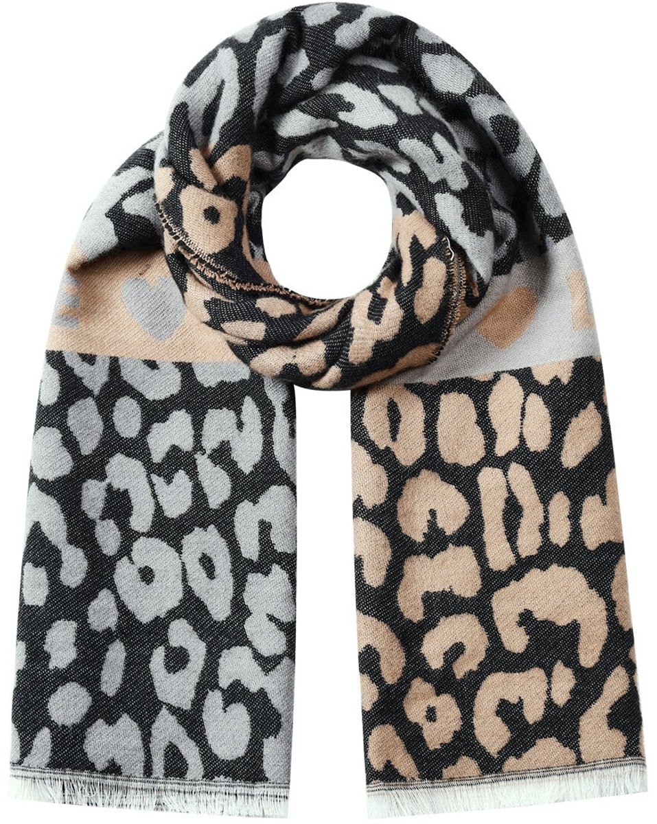 Wintersjaals luipaardprint casual acryl dagelijkse accessoires - Grijs