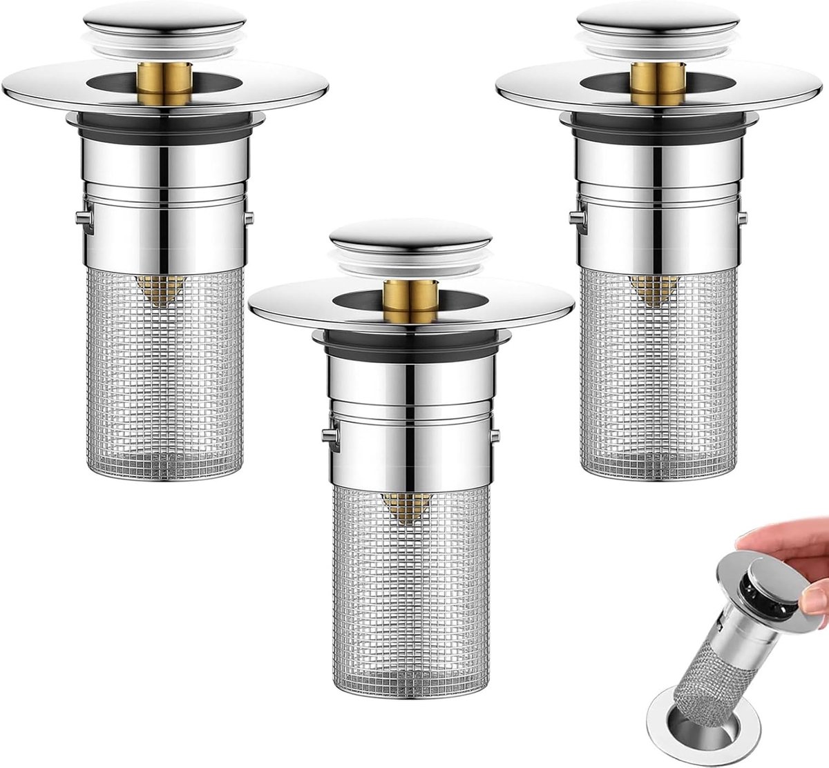 3 stuks universele wastafelstoppen 34-40 mm pop-up wastafelstop van
