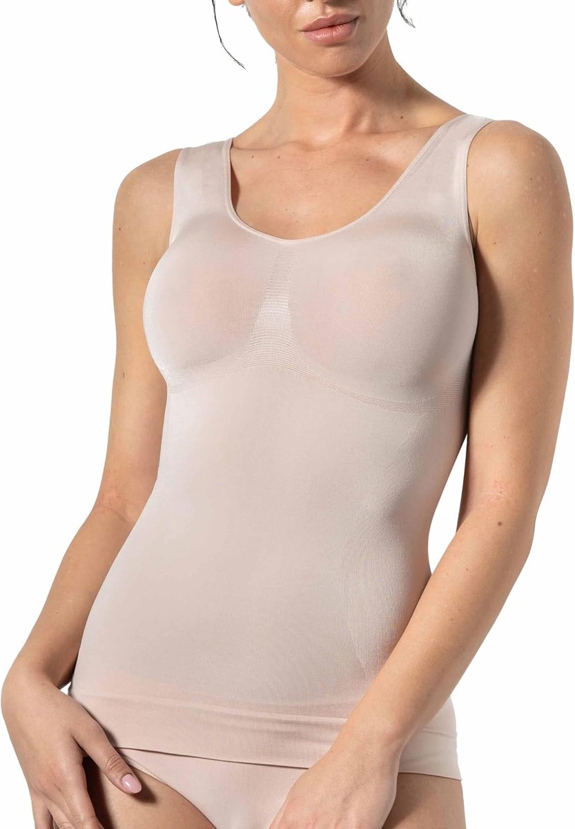 Tanktop voor dames, brede schouders – compressie-tanktop voor dames, ondergoed van zachte microvezel, naadloos, ademend, ondergoed voor dames, shapewear - Made in Italy