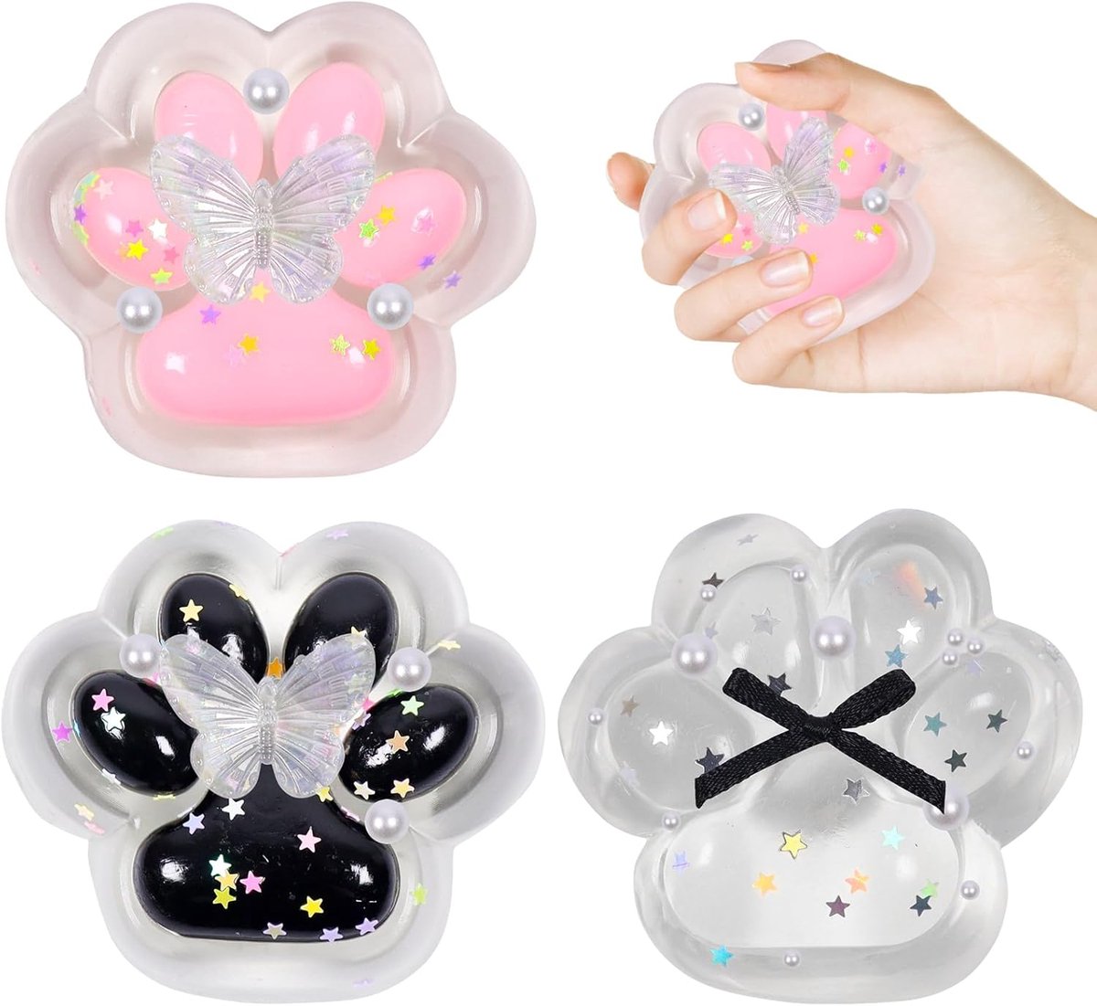 3 stuks Cat Paw Squishy, kattenpoten squishy, squishy poot, sensorisch speelgoed poten, antistress speelgoed, kattenpoten, knijpspeelgoed voor kinderen en volwassenen, anti-stress en angst