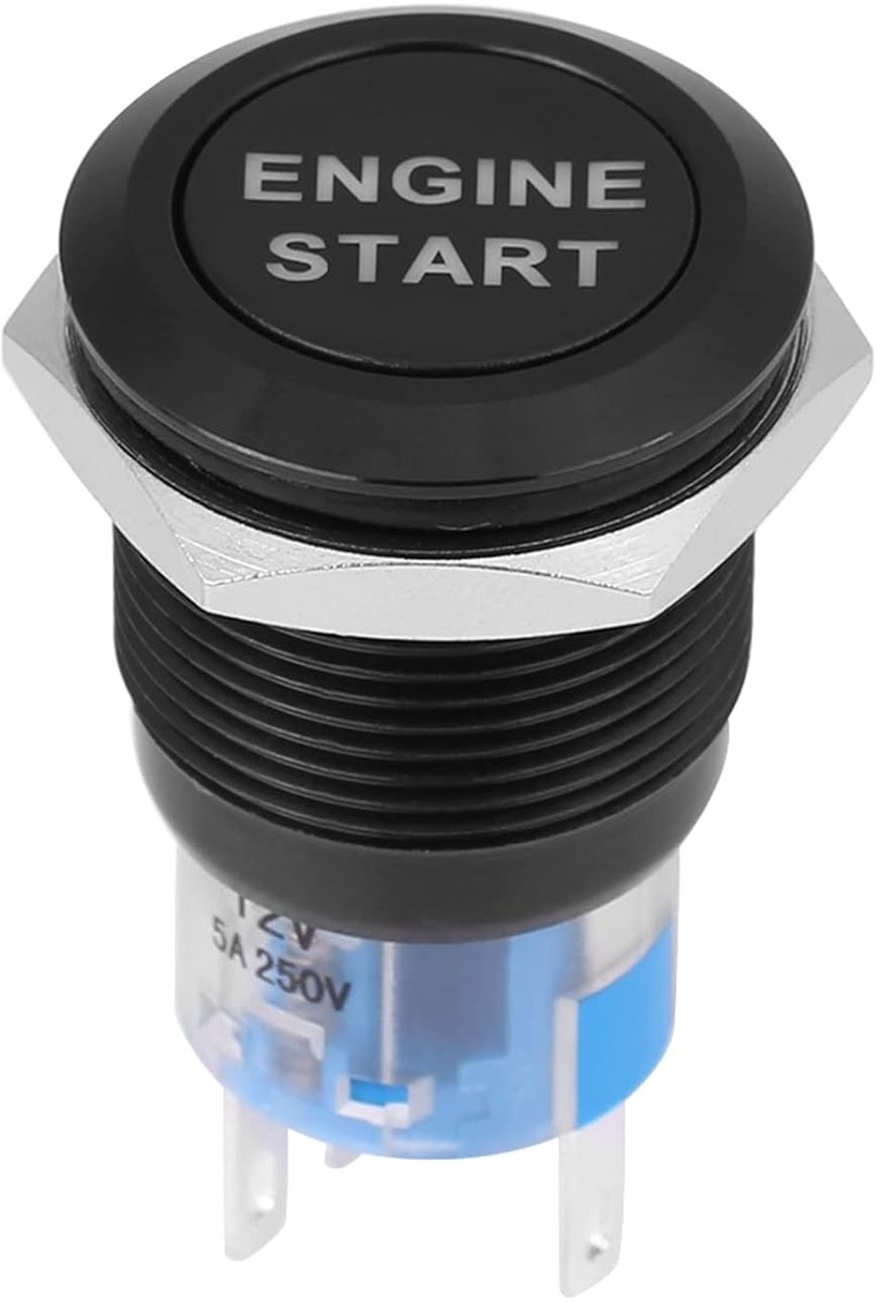 12V Auto Startknop, Waterdichte LED Sleutelschakelaar Ontsteking voor Tractor, 19mm Contactslot Motor Start Drukknop