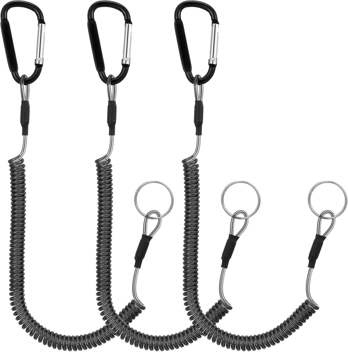 3 stuks elastische spiraal sleutelhanger, sleutelkoord met