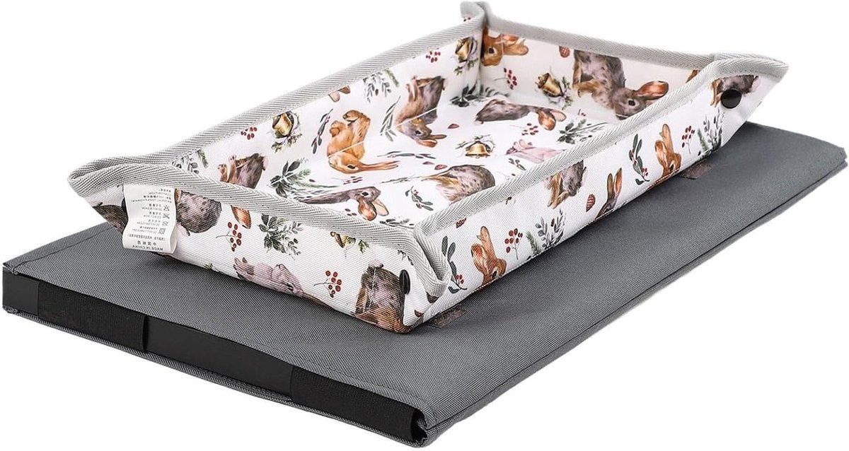 Kinder Vliegtuig Dienblad Hoes - Reis Organizer - Hygiënisch Eten - Met Tablet Houder - 44 x 30 cm - Konijntje