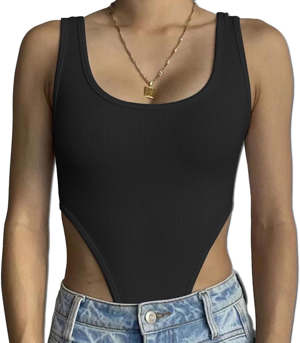 Body Dames Tank Elegant Bodysuit Bodies Geribbeld Gebreide Mouwloze Bodys U-hals Stringbody Onderbody Tanga Bovendeel Outfit Shapewear Body Shaper