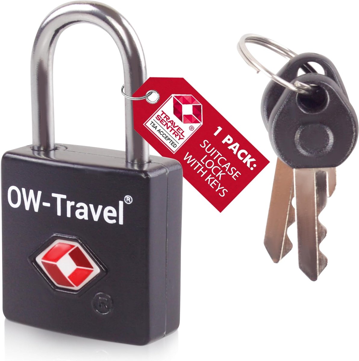 SnelShoppen - TSA Hangslot met Sleutel, Koffer Sloten, Luggage Lock Zwart 1 Stuk | Sleutelslot voor Koffer Rits, Bagage, Rugzak, Gym Kluis, Gereedscha
