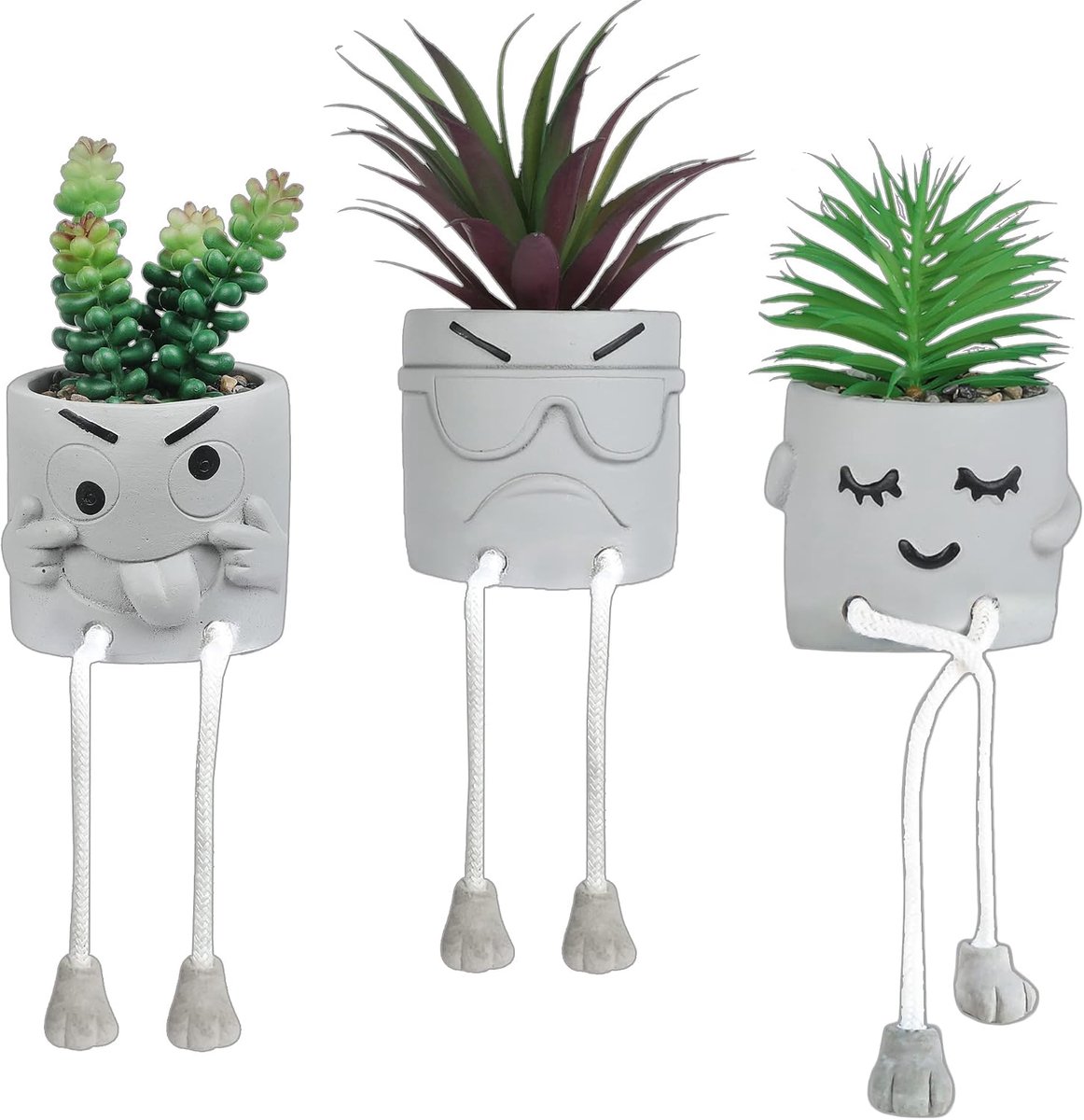 SnelShoppen - Cute Desk Decor - Neppotten met Succulenten - Kleine Planten voor Kantoor - Desk Decoraties voor Vrouwen - Kunstplanten voor Bureau - Ge