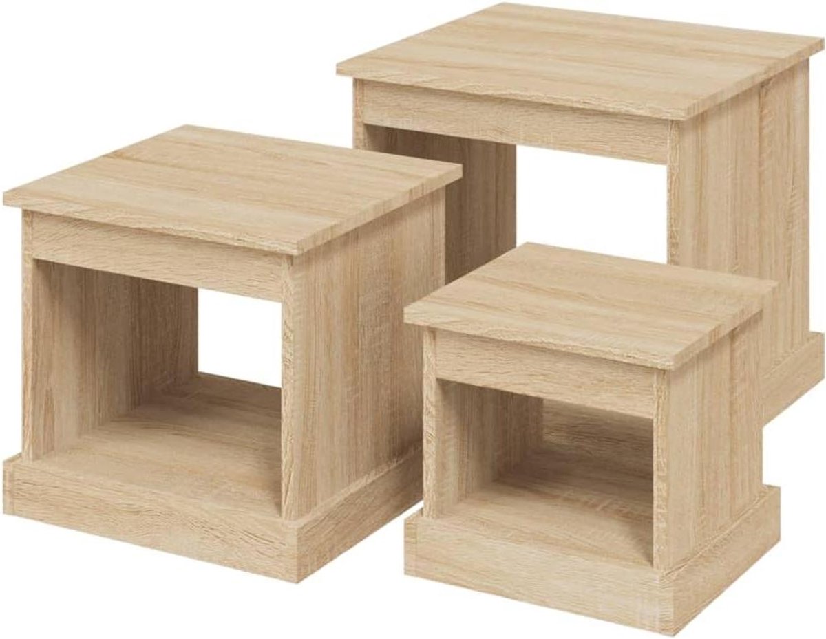 Salontafels Set - Bijzettafels Nachtkastjes - Woonkamer Decoratie - Set van 3 - 48 x 45 x 45 cm