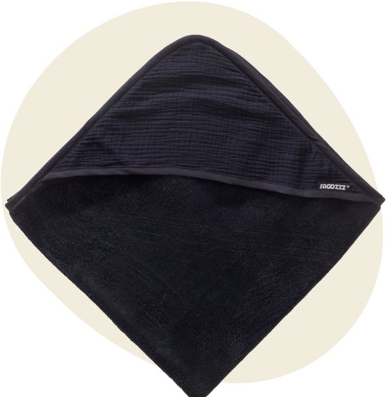 Snoozzz Badcape - 100% Badstof Katoen - 75x75 cm - Zwart van Snoozzz — afbeelding 5