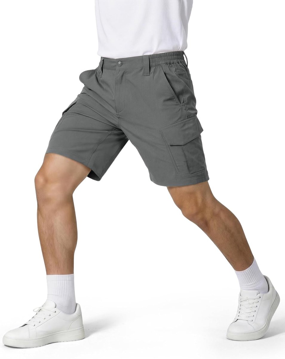 Shorts voor heren, werkshorts met zakken, Diepgrijs, 34W kort :