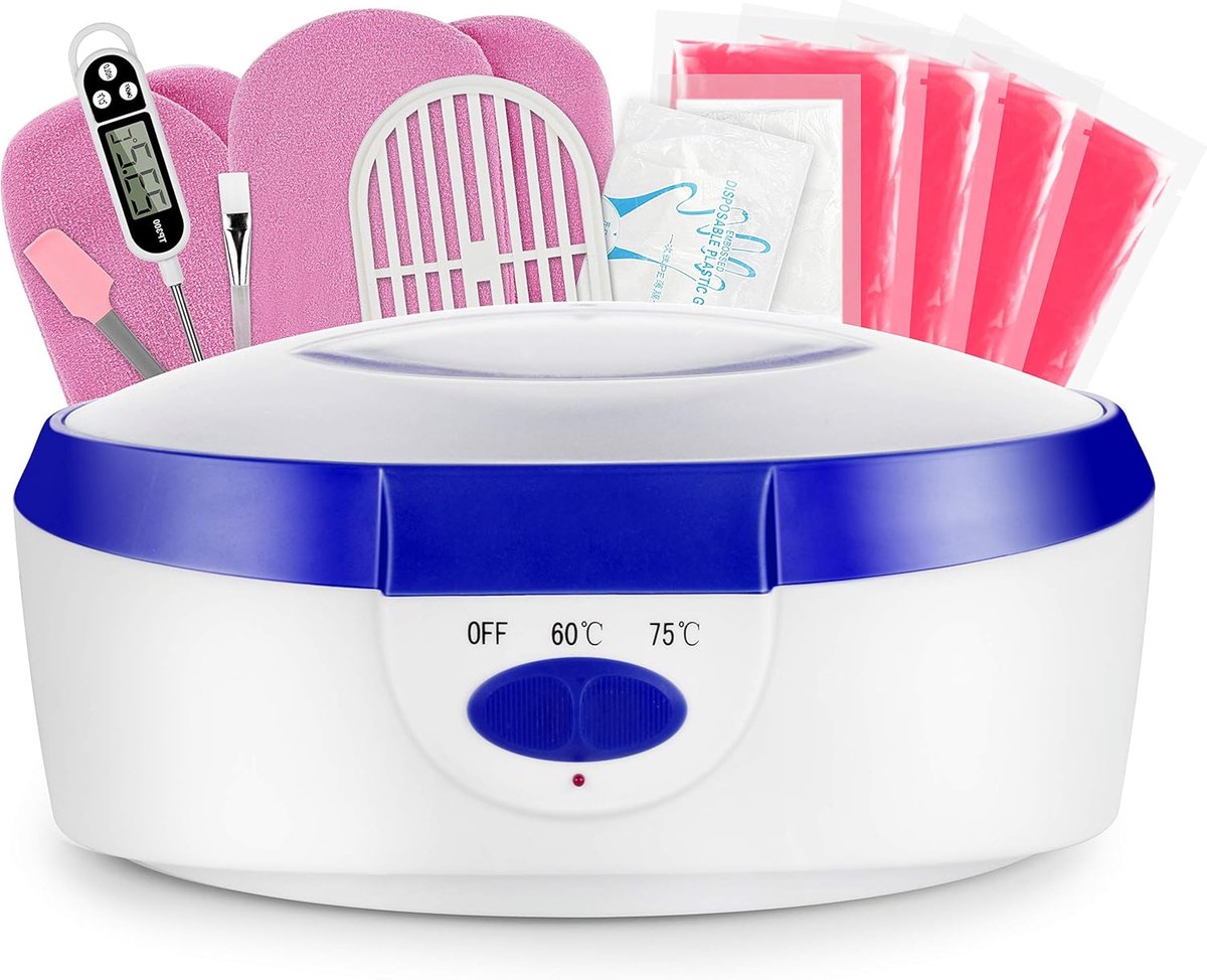 Paraffinebaden Wasbad Voor Handen en Voeten met Accessoires, Voedt de Huid met Vocht Paraffine Wasbad Voor Handen en Voeten Apparaat - Blauw 265W
