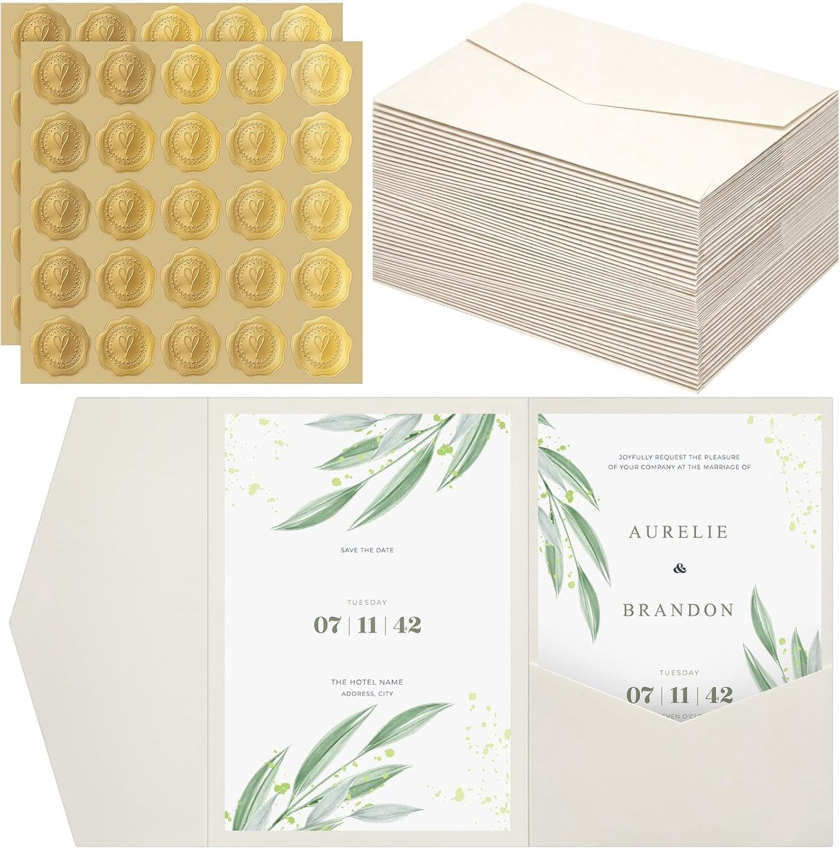 Papieren Pocketfold Enveloppen en Zelfklevende Lakzegels Voor Din A6