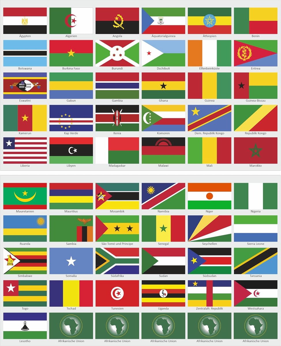 vlaggen stickerset Afrika - 60 stickers landvlaggen 2 vellen