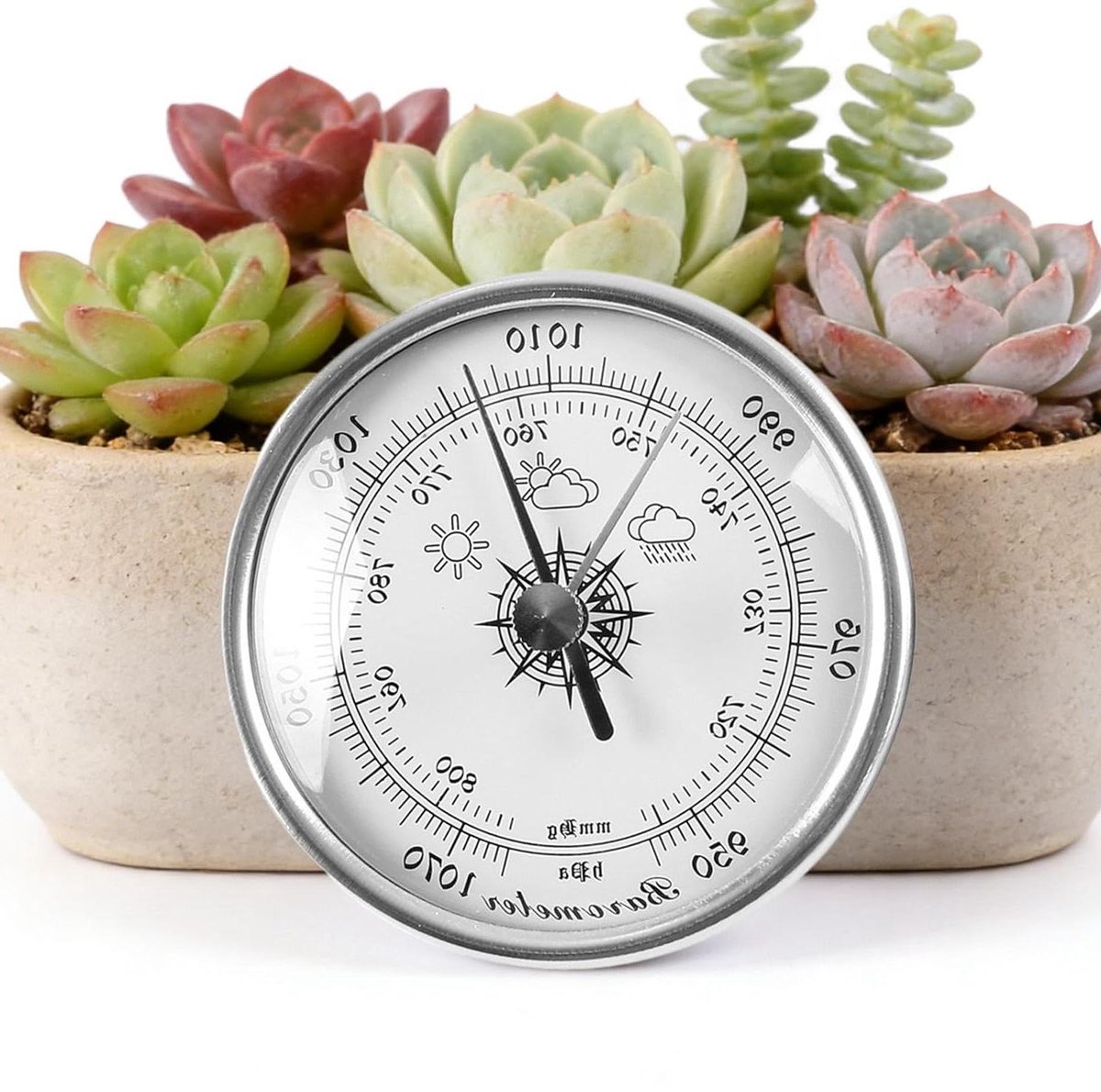 Barometer Binnen - Weerindicator Luchtdrukmeter - Weersvoorspelling - Mechanische Bouw - 70 mm - Zilver