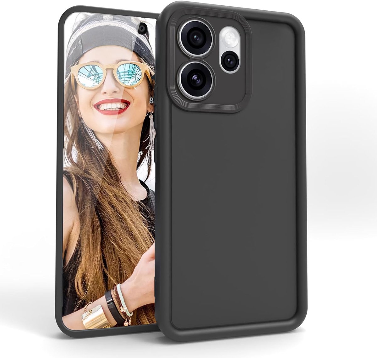 Hoesje voor Oppo Reno 15 Pro 5G / Reno15 Pro 5G - Flexibele Siliconen Hoes Camera Bescherming Schokbestendig Telefoonhoesje Zacht Lichtgewicht TPU Bumper, Zwart