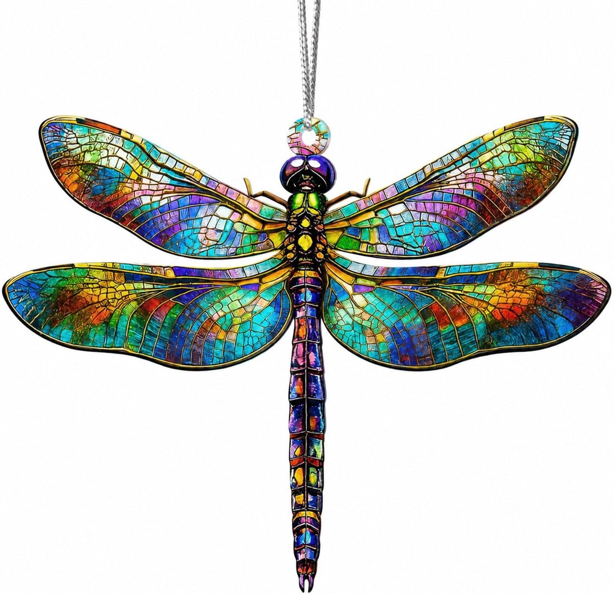 Libellen-cadeaus voor vrouwen, libeldecoratie met zonnevanger-effect, libellen-gekleurd glaseffect, libel kerstboomversiering, voor mama (stralend prisma)
