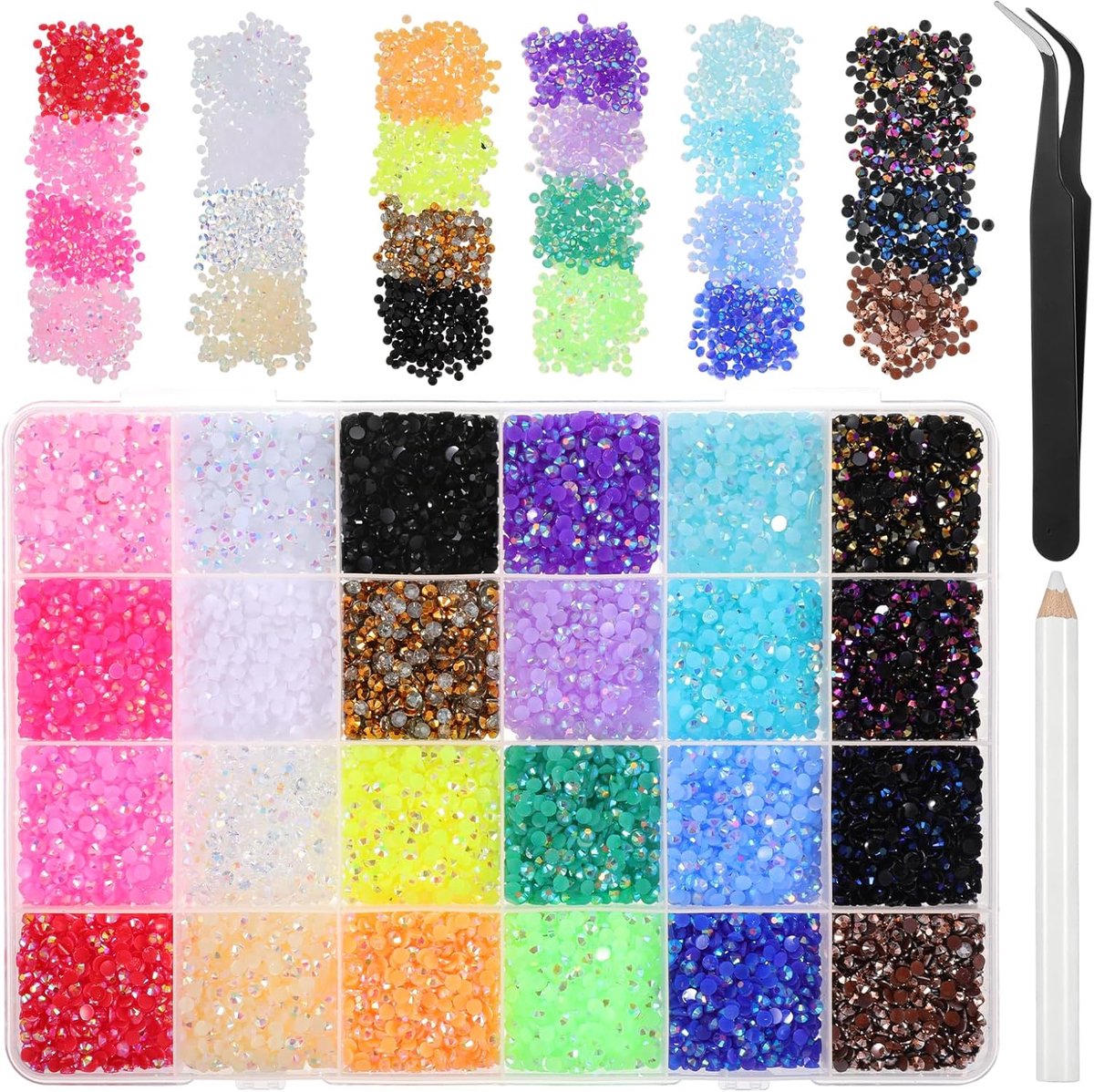 24000pcs Kleurrijke Diy Hars Strass Kit, 3mm Multicolor Non Hotfix