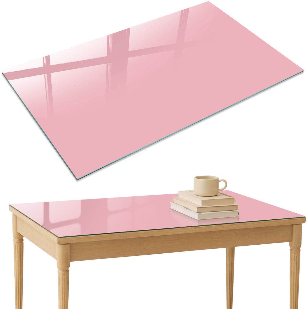 ArtPrintCave Lichtroze Glazen Tafelblad 120x80 cm - Tafelblad Rechthoek - Roze Keukentafel - Achtergronden en patronen Tafelblad Glas
