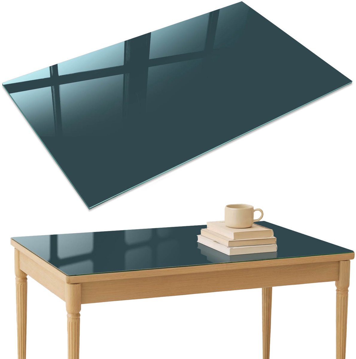 ArtPrintCave Marine Glazen Tafelblad 120x80 cm - Tafelblad Rechthoek - Wit Eettafel Met Glasplaat - Achtergronden en patronen Terrastafel