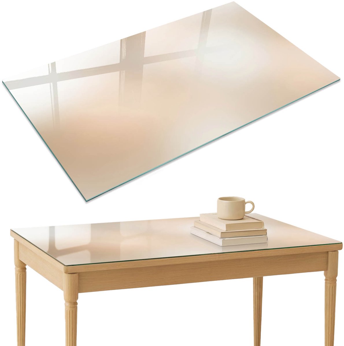 ArtPrintCave Etherische nevels Glazen Tafelblad 120x80 cm - Tafelblad Rechthoek - Beige Keukentafel - Achtergronden en patronen Eettafel Met Glasplaat