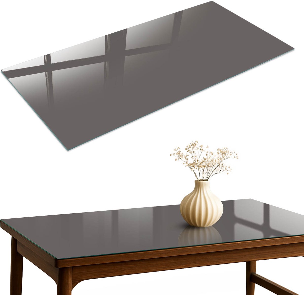 ArtPrintCave Donkergrijs Glazen Tafelblad 120x60 cm - Tafelblad Rechthoek - Grijs Keukentafel - Achtergronden en patronen Keukentafel